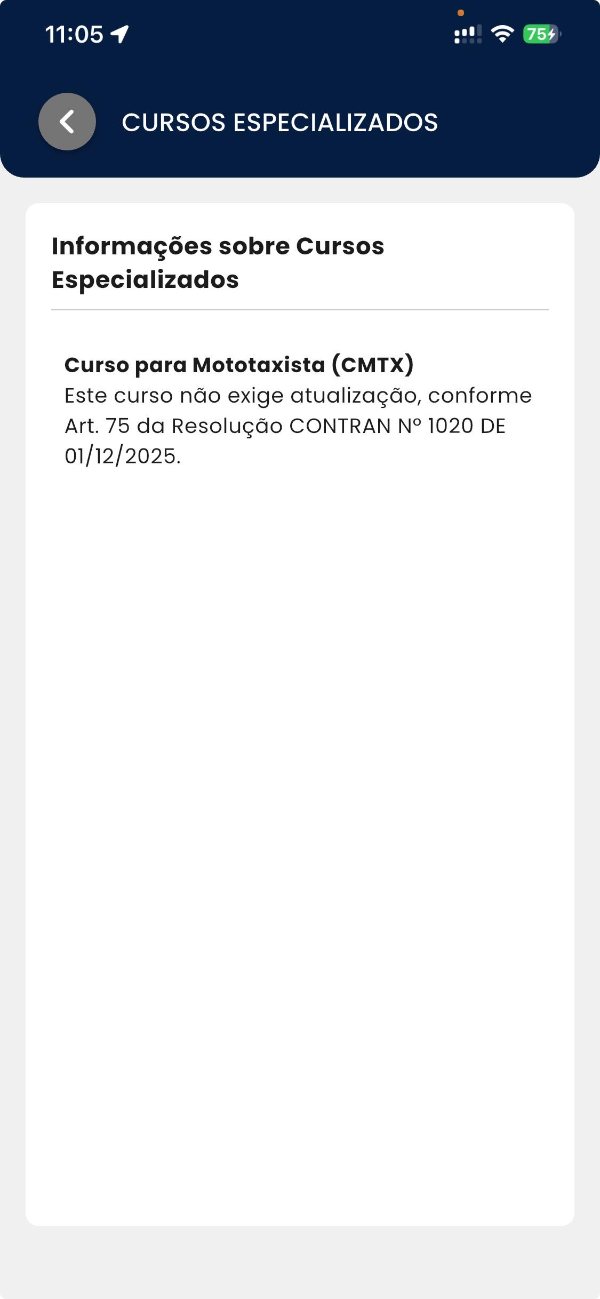 Curso para Mototaxista registrado, sem exigência de atualização