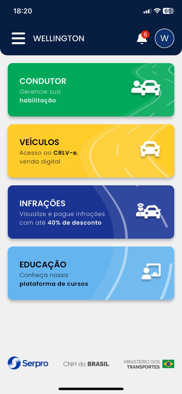 Tela inicial com o botão Educação