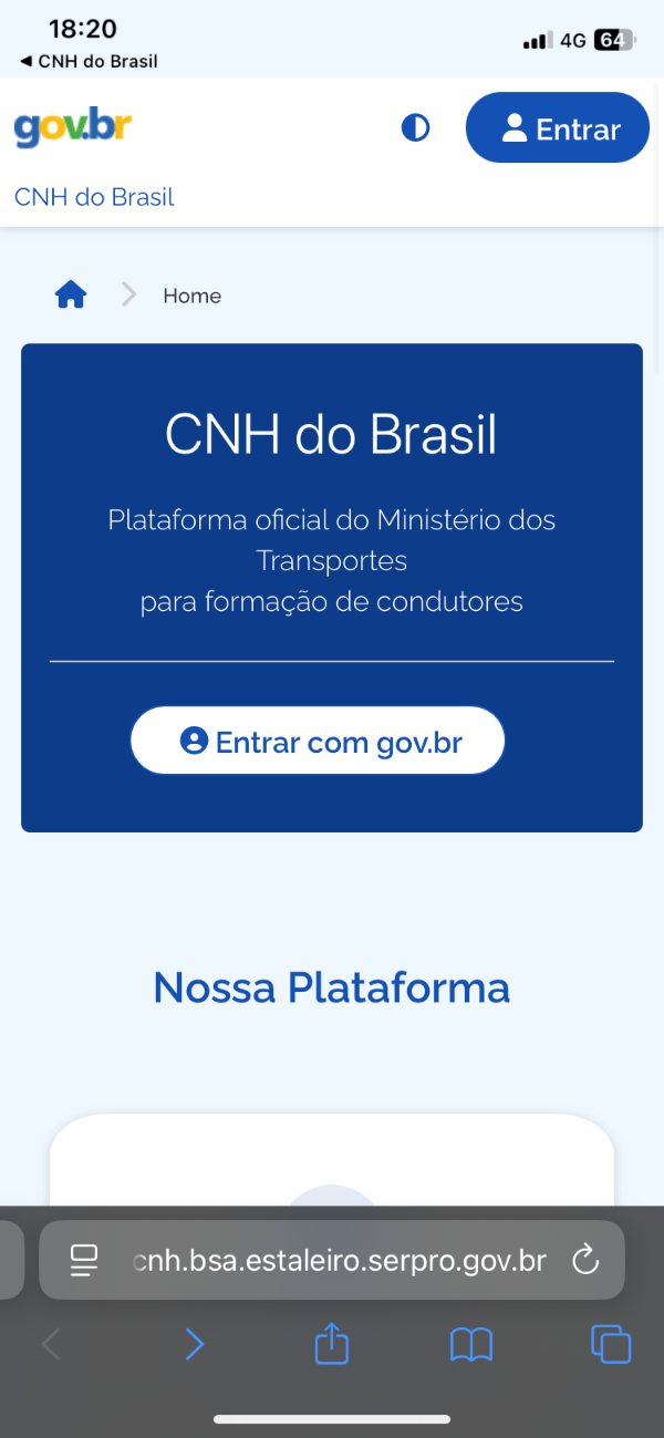 Plataforma CNH do Brasil com o botão Entrar com gov.br
