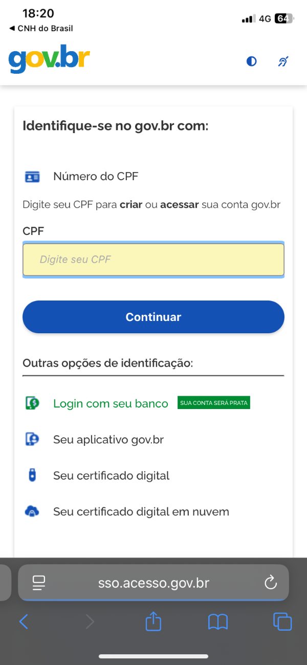 Tela do gov.br pedindo o CPF